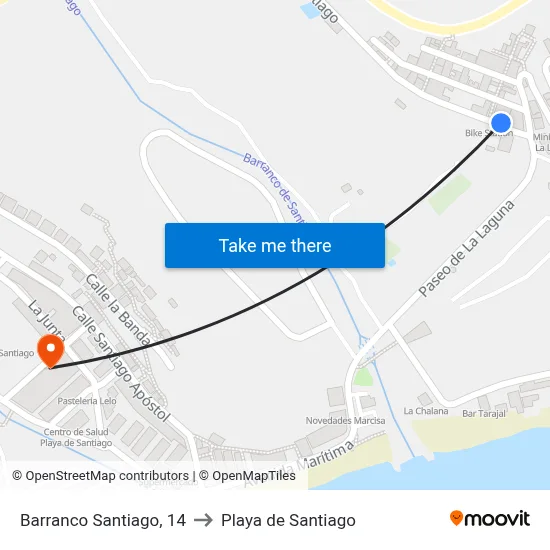 Barranco Santiago, 14 to Playa de Santiago map