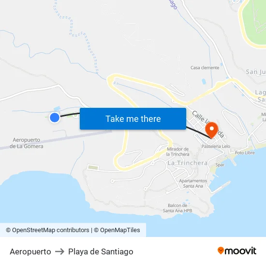 Aeropuerto to Playa de Santiago map
