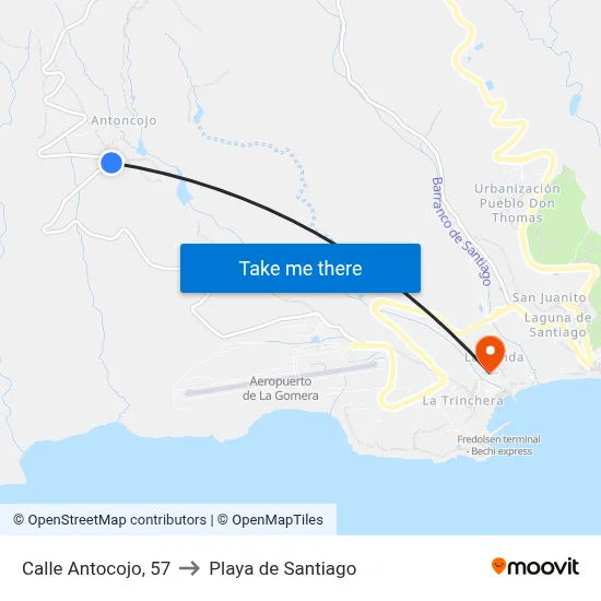 Calle Antocojo, 57 to Playa de Santiago map
