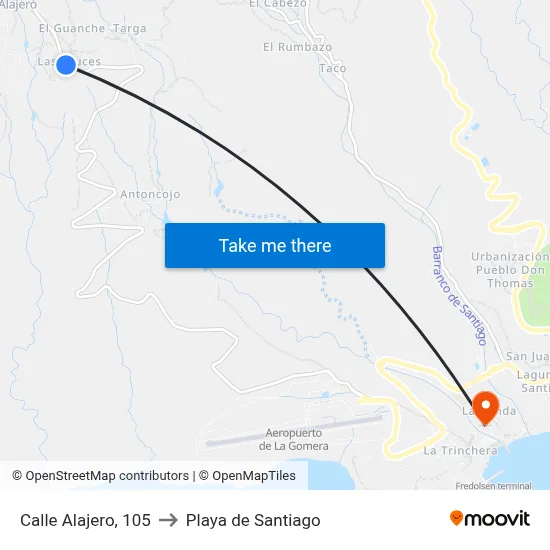 Calle Alajero, 105 to Playa de Santiago map