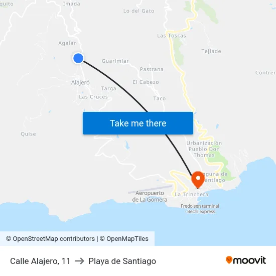 Calle Alajero, 11 to Playa de Santiago map