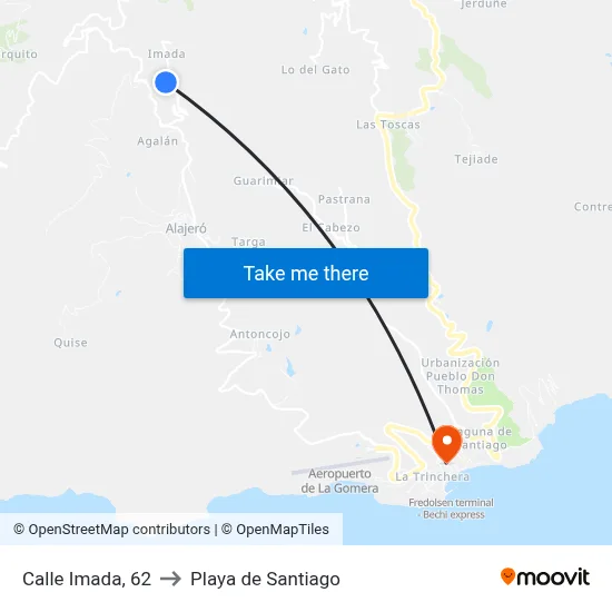 Calle Imada, 62 to Playa de Santiago map