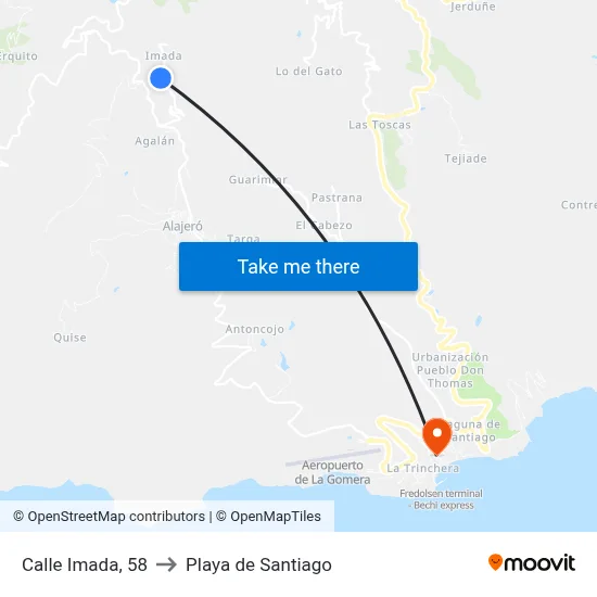 Calle Imada, 58 to Playa de Santiago map