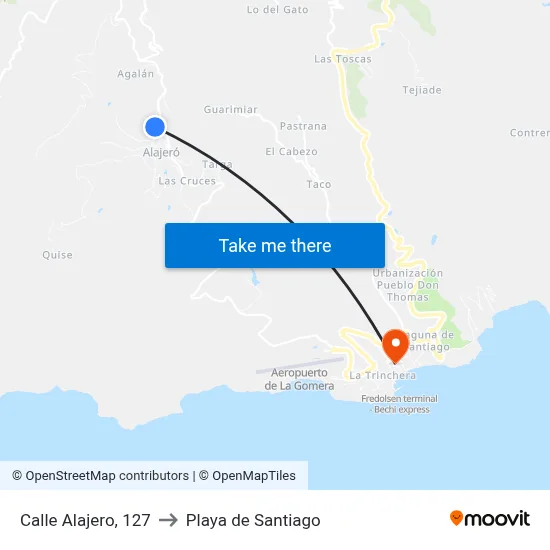 Calle Alajero, 127 to Playa de Santiago map