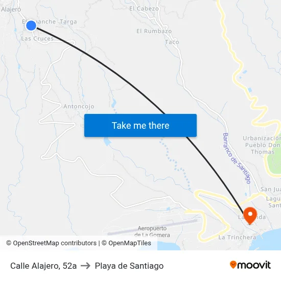 Calle Alajero, 52a to Playa de Santiago map