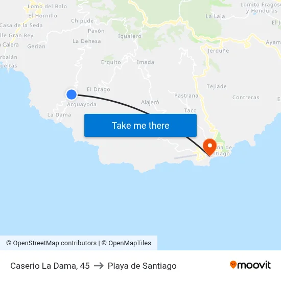 Caserio La Dama, 45 to Playa de Santiago map