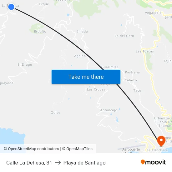 Calle La Dehesa, 31 to Playa de Santiago map