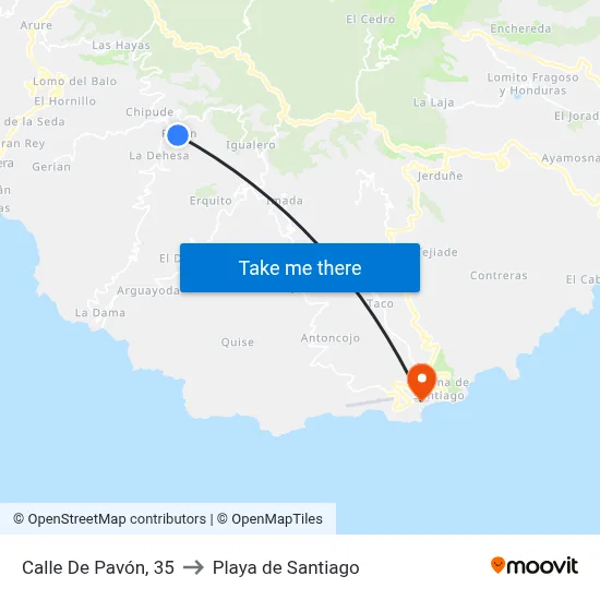 Calle De Pavón, 35 to Playa de Santiago map