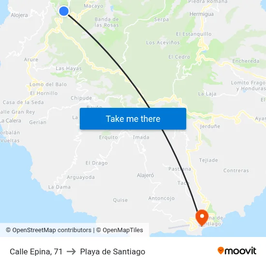 Calle Epina, 71 to Playa de Santiago map