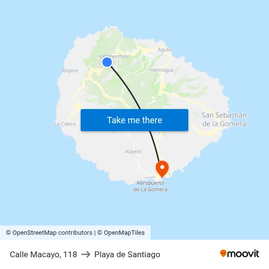 Calle Macayo, 118 to Playa de Santiago map