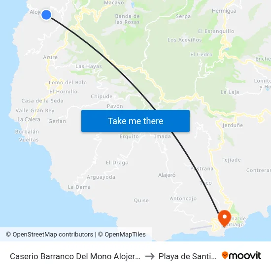 Caserio Barranco Del Mono Alojera, 204 to Playa de Santiago map