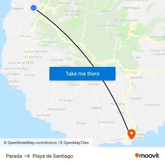 Parada to Playa de Santiago map