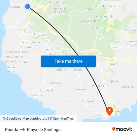 Parada to Playa de Santiago map