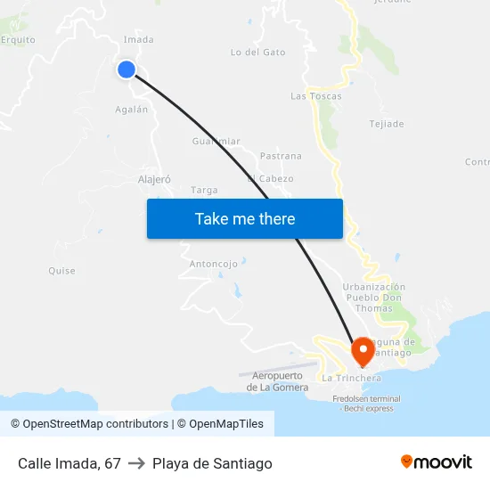 Calle Imada, 67 to Playa de Santiago map