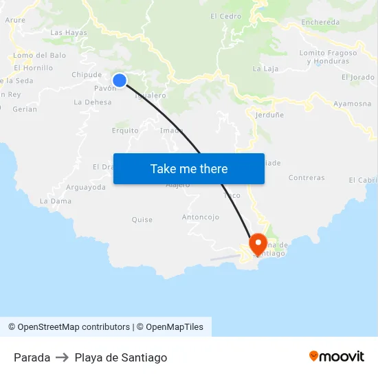 Parada to Playa de Santiago map