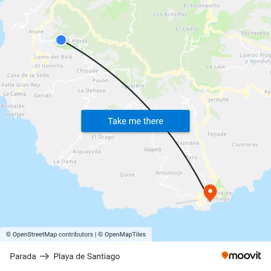 Parada to Playa de Santiago map
