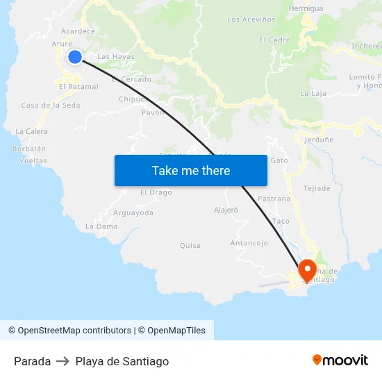 Parada to Playa de Santiago map