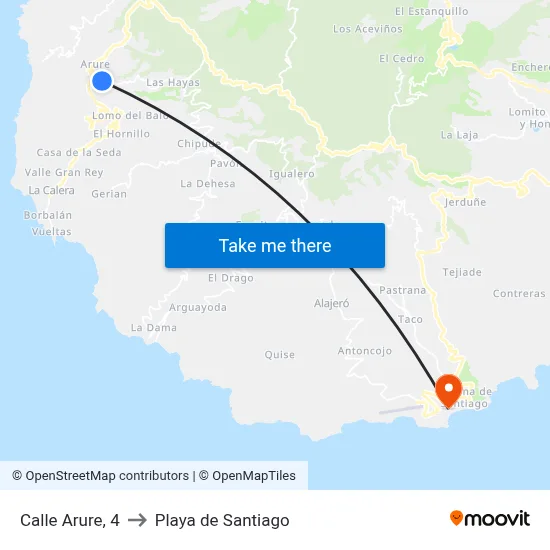 Calle Arure, 4 to Playa de Santiago map