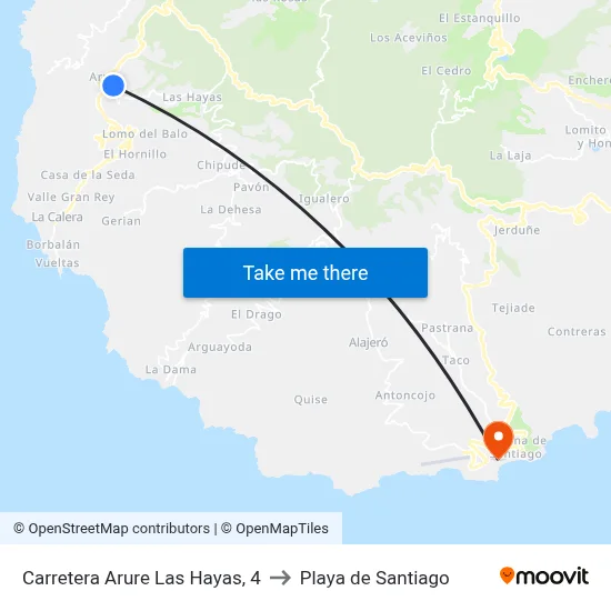 Carretera Arure Las Hayas, 4 to Playa de Santiago map