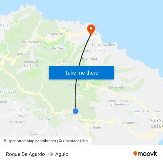 Roque De Agardo to Agulo map