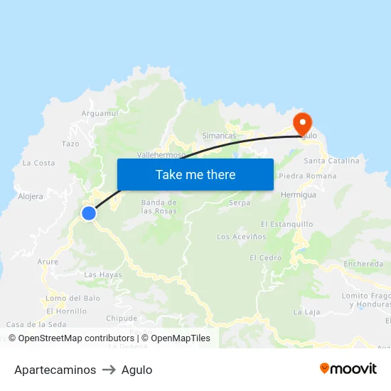 Apartecaminos to Agulo map