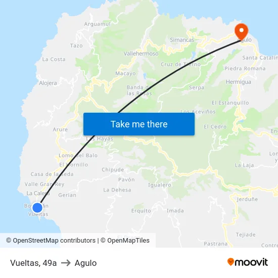 Vueltas, 49a to Agulo map