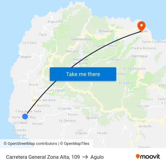 Carretera General Zona Alta, 109 to Agulo map