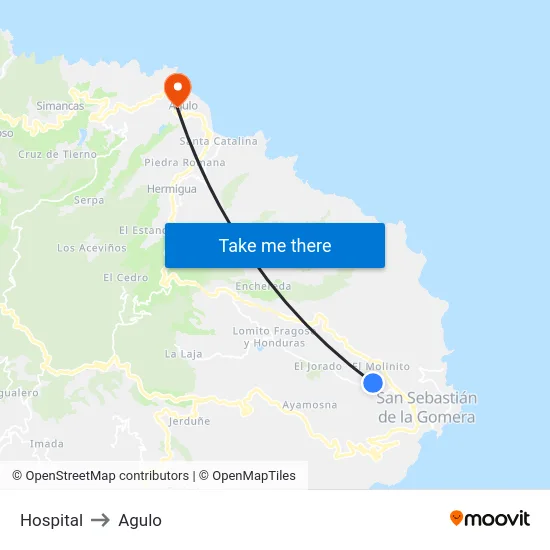 Hospital to Agulo map