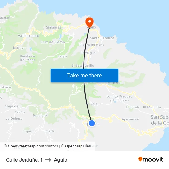 Calle Jerduñe, 1 to Agulo map