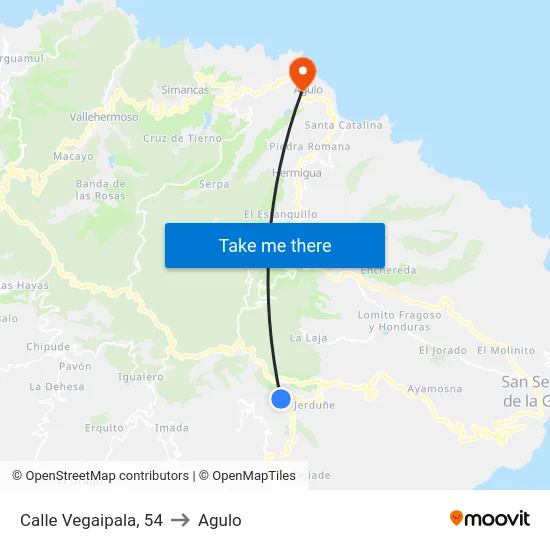 Calle Vegaipala, 54 to Agulo map