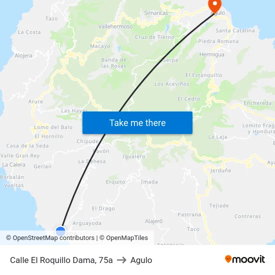 Calle El Roquillo Dama, 75a to Agulo map