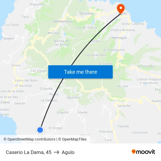 Caserio La Dama, 45 to Agulo map