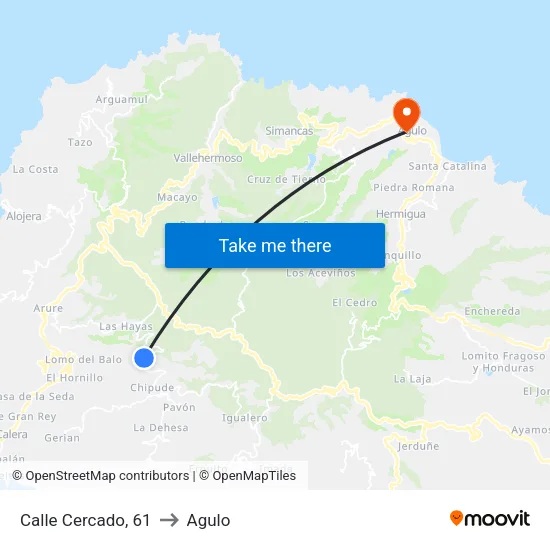 Calle Cercado, 61 to Agulo map