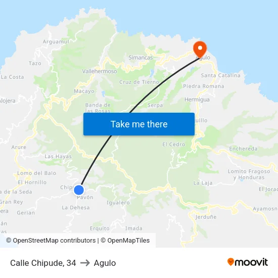 Calle Chipude, 34 to Agulo map