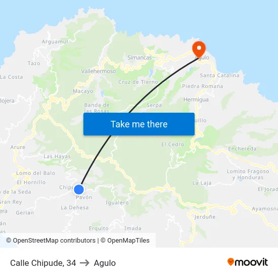 Calle Chipude, 34 to Agulo map