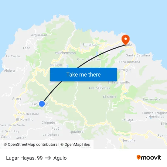 Lugar Hayas, 99 to Agulo map