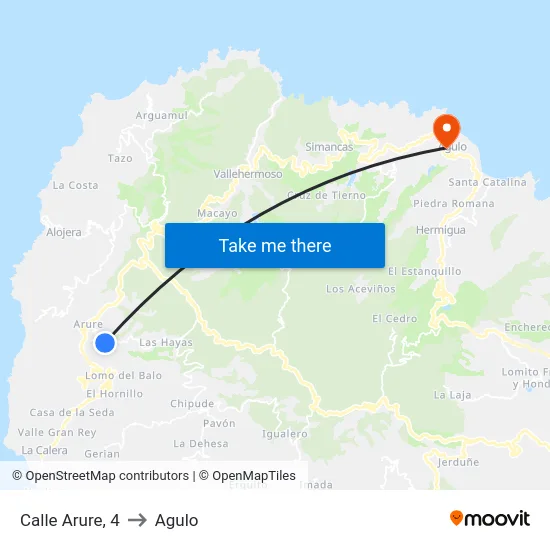Calle Arure, 4 to Agulo map