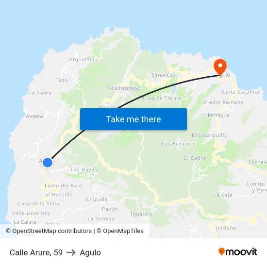 Calle Arure, 59 to Agulo map
