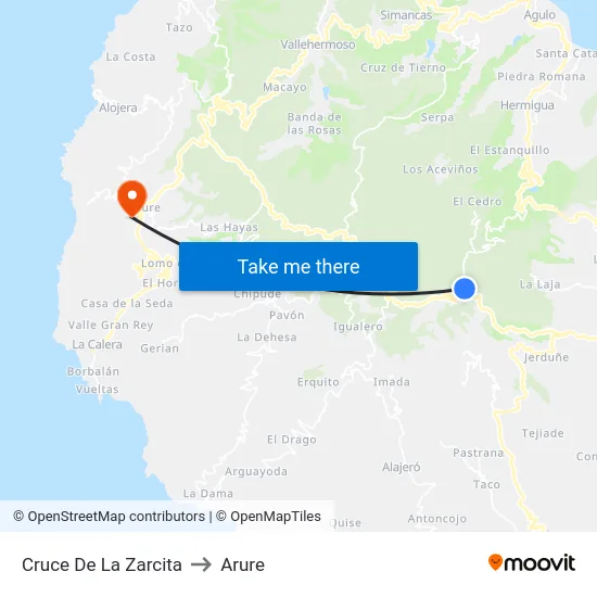 Cruce De La Zarcita to Arure map