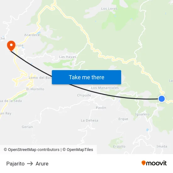 Pajarito to Arure map