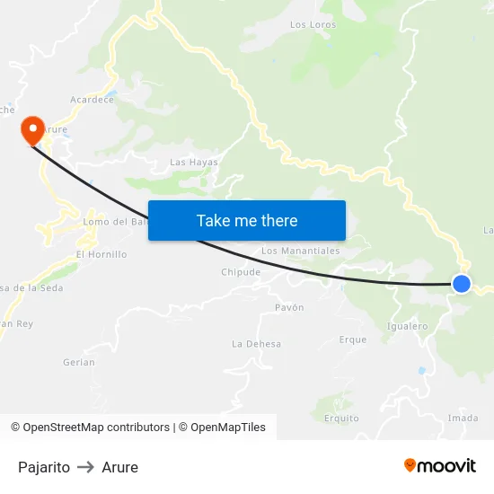Pajarito to Arure map
