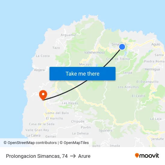 Prolongacion Simancas, 74 to Arure map