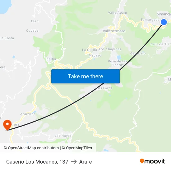 Caserio Los Mocanes, 137 to Arure map