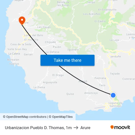 Urbanizacion Pueblo D. Thomas, 1m to Arure map