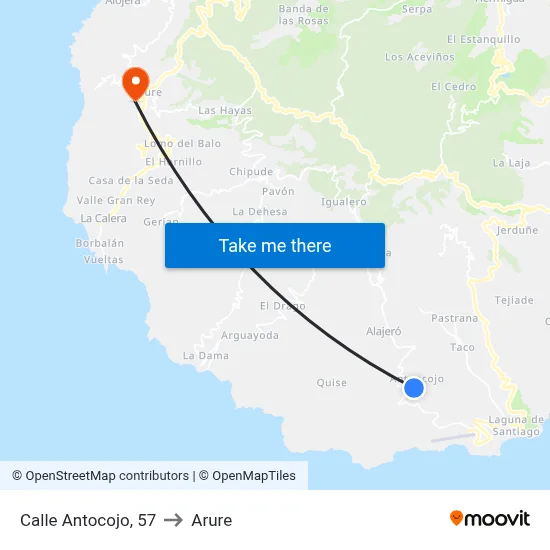 Calle Antocojo, 57 to Arure map