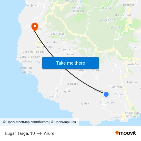 Lugar Targa, 10 to Arure map