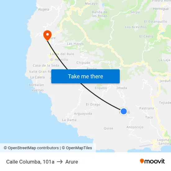 Calle Columba, 101a to Arure map