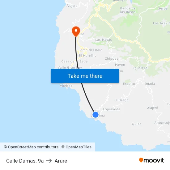 Calle Damas, 9a to Arure map