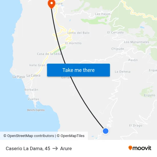 Caserio La Dama, 45 to Arure map