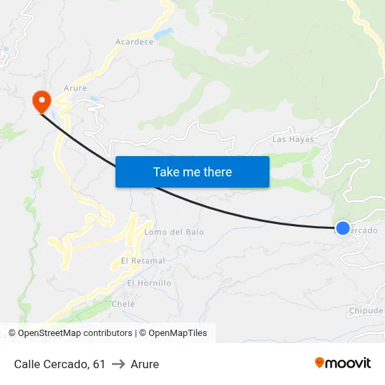 Calle Cercado, 61 to Arure map